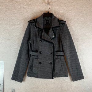 Obey Women's Double Breasted Buttons Gray/Black Peacoat Jacket Size‎ XS 8439